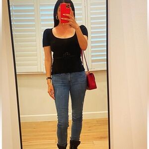 Vintage Valentino 1990s Short Sleeve Sweater with Sequined Belt Size Small